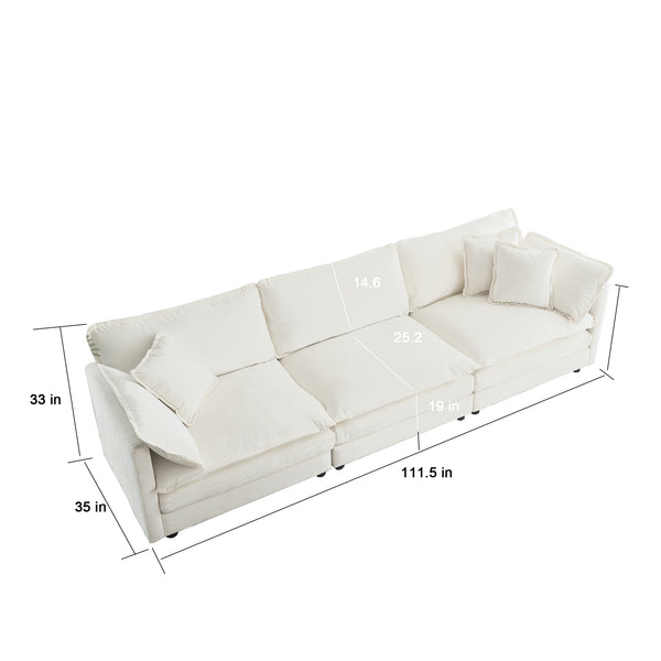 English Elm 3 Piece Sofa Set - Versatile White Chenille Sofa For Living Room, Comfy Modular Design & Easy Care W714S00556