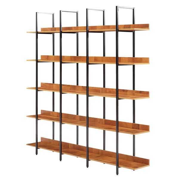 English Elm 5 Tier Bookcase Industrial Open Bookshelf with MDF Boards & Steel Frame, 5 Shelves, 80lb Capacity Each Black+Brown N725P247766B