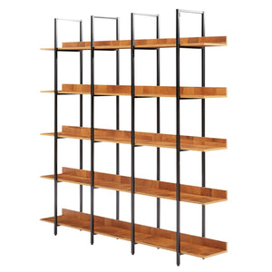 English Elm [video] Five Tier Industrial Open Bookshelf Steel Frame Mdf Shelves Home Office Storage Black+Brown N725P387978B
