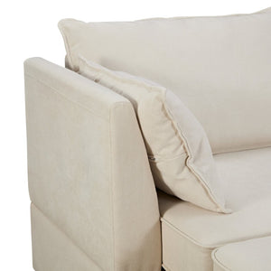 English Elm Sofa Modular Sectional with Hidden Storage Linen Upholstery and Convertible Ottoman Seating WF312293AAA
