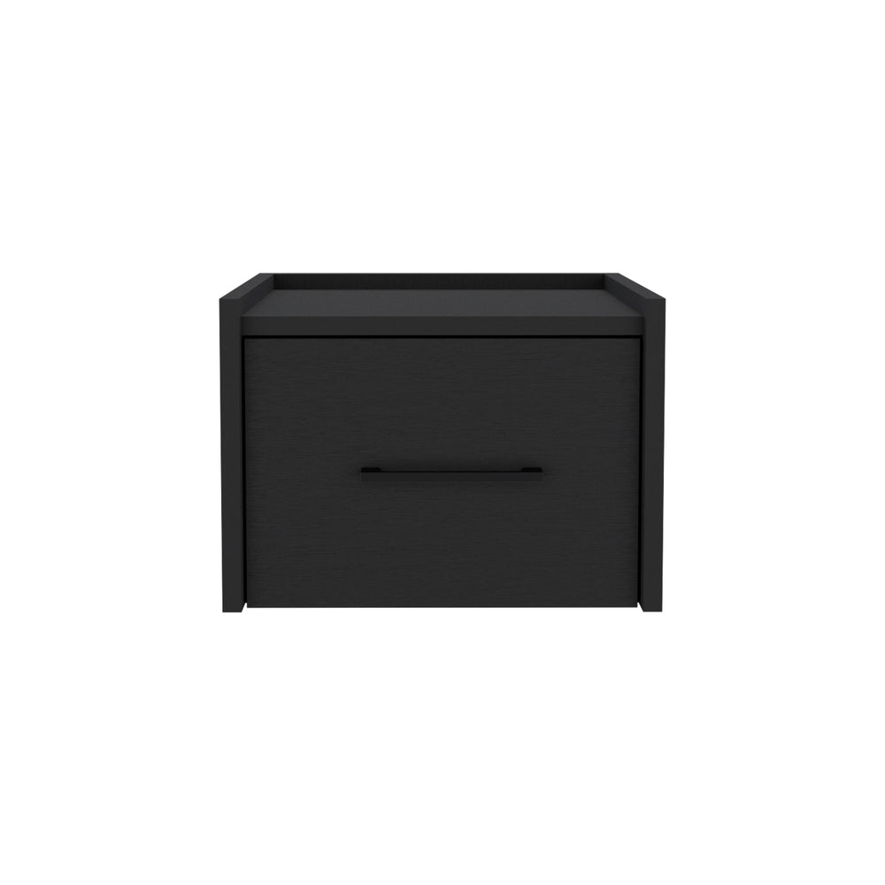 English Elm Boa Floating Nightstand Wall-Mounted Single Drawer End Table Space-Saving Bedside Shelf With Handle Black 17 L x 16 W x 5 H B070137816