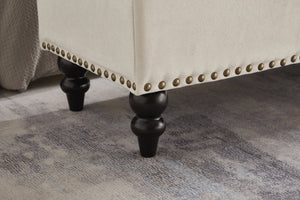 English Elm 59" Bed Bench Ottoman with Hidden Storage, Eucalyptus Wood Frame, Durable Linen Upholstery, 500lb Capacity Beige W1097124941