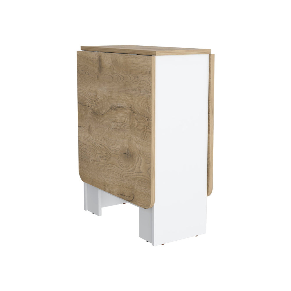English Elm Gateleg Folding Table Compact Expandable Dining Table White/Macadamia Space-Saving 58" Width B070137833