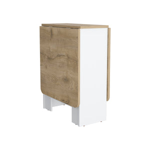 English Elm Gateleg Folding Table Compact Expandable Dining Table White/Macadamia Space-Saving 58" Width B070137833