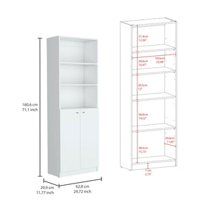English Elm Home 2-Door Bookcase Modern White Storage Cabinet with Dual Doors, 3 Open Shelves & Adjustable Interior Spaces B200137830