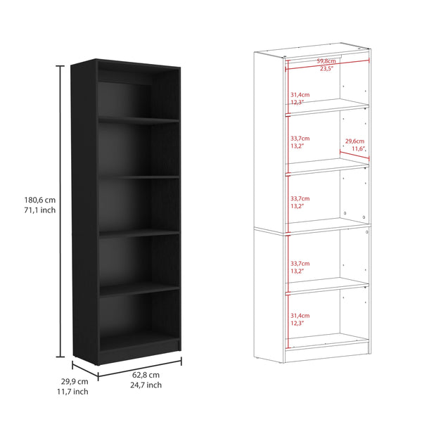 English Elm Home 4 Shelves Bookcase with Tiered Storage & Lower Shelf for Books Decor Organizing, Sleek Manufactured Wood Design Black 44.9 L x 28.4 W x 3.2 H B070137818