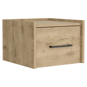 English Elm Boa Floating Nightstand Wall-Mounted Single Drawer Nightstand with Handle Space-Saving Modern Design Beige 17 L x 16 W x 5 H B200137813