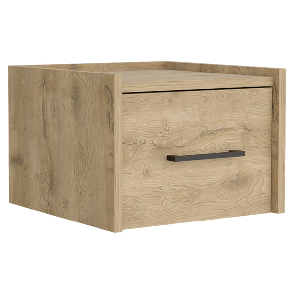 English Elm Boa Floating Nightstand Wall-Mounted Single Drawer Nightstand with Handle Space-Saving Modern Design Beige 17 L x 16 W x 5 H B200137813