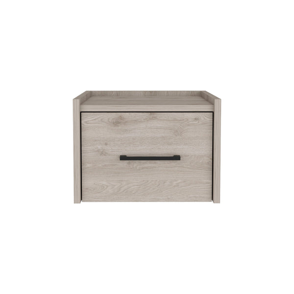 English Elm Boa Floating Nightstand Wall-Mounted Single Drawer End Table with Handle, Space-Saving Modern Design Gray 17 L x 16 W x 5 H B070137814