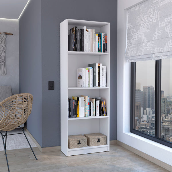English Elm Home 4-Shelf Modern Bookcase with Tall Open Display Shelves, Sleek Particleboard Design for Office and Living Room Decor White 39.4 L x 2.8 W x 3.5 H B070137827