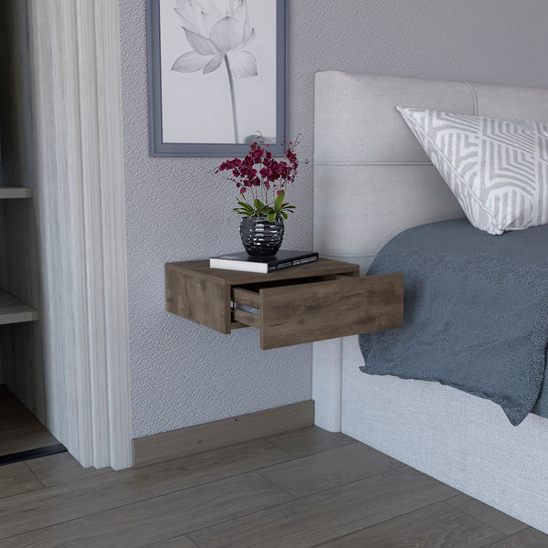 English Elm Milano Floating Nightstand Wall-Mounted with Drawer, Space-Saving Dark Brown End Table, 15.7"W x13.4"D B070137821