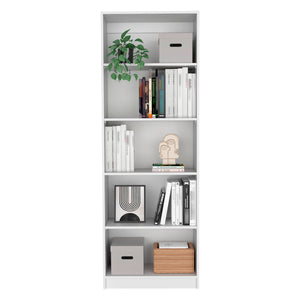 English Elm Home 4 Shelves Bookcase with Tiered Storage & Lower Shelf for Books Decor Organizing, Sleek Manufactured Wood Design White 44.9 L x 28.4 W x 3.2 H B070137828
