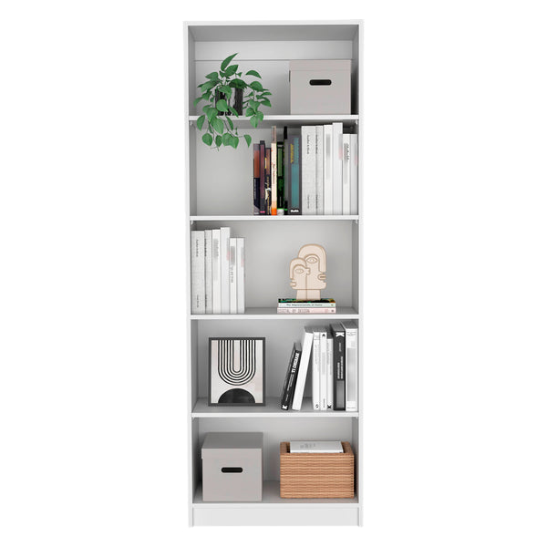 English Elm Home 4 Shelves Bookcase with Tiered Storage & Lower Shelf for Books Decor Organizing, Sleek Manufactured Wood Design White 44.9 L x 28.4 W x 3.2 H B070137828