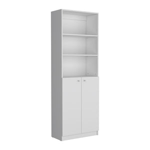 English Elm Home 2-Door Bookcase Modern White Storage Cabinet with Dual Doors, 3 Open Shelves & Adjustable Interior Spaces B200137830