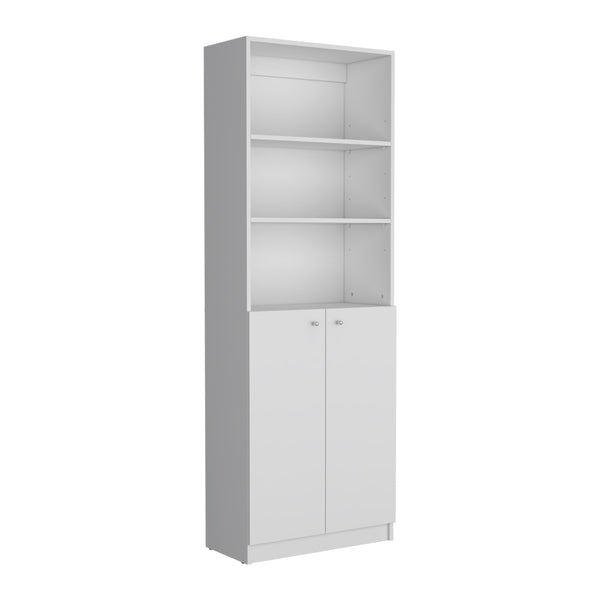 English Elm Home 2-Door Bookcase Modern White Storage Cabinet with Dual Doors, 3 Open Shelves & Adjustable Interior Spaces B200137830