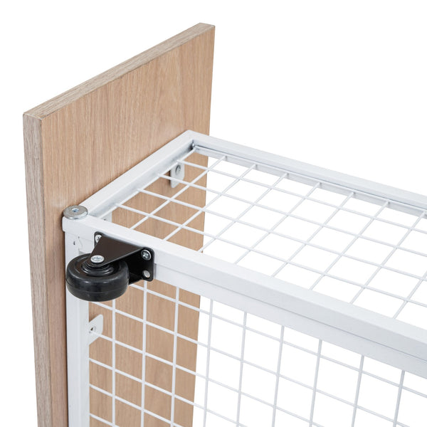 English Elm Full Triple Bunk Bed with Drawers and Built-in Desk Shelves, Space-Saving Metal & Wood Design for Families White SF000028AAK