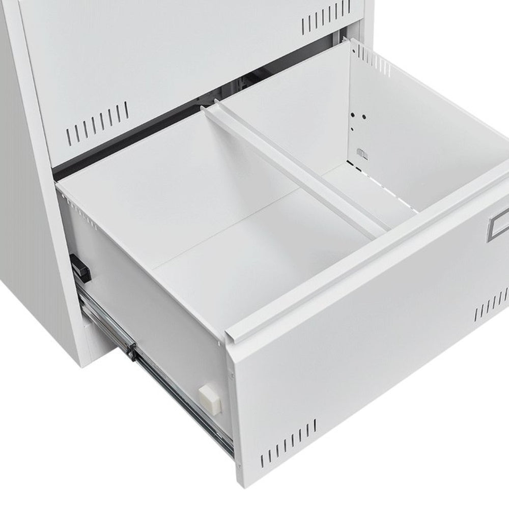 English Elm Filing Cabinet 3 Drawer Lateral Metal Unit with Lock for Home Office Document Storage W1247118745