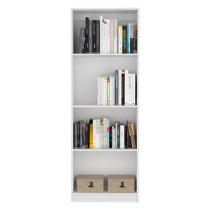 English Elm Home Modern Bookcase 4-Shelf Display Unit for Living Room or Office — Stylish Organized Storage Solution White 39.4 L x 2.8 W x 3.5 H B200137827