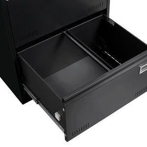 English Elm Filing Cabinet Three Drawer Lateral Metal with Lock Matte Black Home Office Storage W1247118742