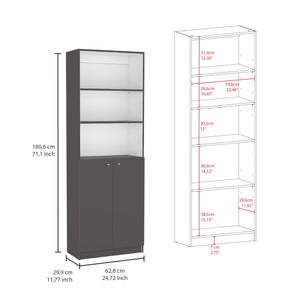 English Elm Home Modern 2-Door Bookcase - Stylish Storage Solution With Open Shelves For Home Or Office Décor B200137837