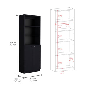 English Elm Home Modern 2-Door Bookcase - Stylish Storage Unit With Open Shelves & Concealed Cabinet Space B200137820