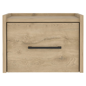 English Elm Boa Floating Nightstand Wall-Mounted Single Drawer Nightstand with Handle Space-Saving Modern Design Beige 17 L x 16 W x 5 H B200137813