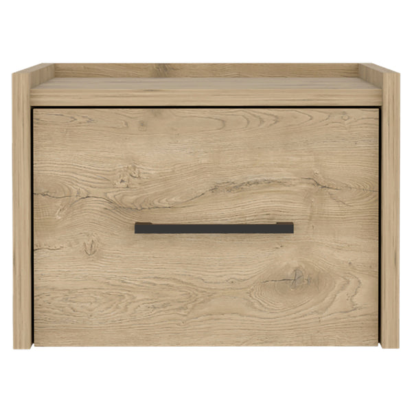 English Elm Boa Floating Nightstand Wall-Mounted Single Drawer Nightstand with Handle Space-Saving Modern Design Beige 17 L x 16 W x 5 H B200137813