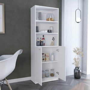 English Elm Home 2-Door Bookcase Modern White Storage Cabinet with Dual Doors, 3 Open Shelves & Adjustable Interior Spaces B200137830