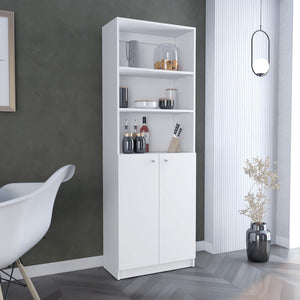 English Elm Home 2-Door Bookcase Modern White Storage Cabinet with Dual Doors, 3 Open Shelves & Adjustable Interior Spaces B200137830