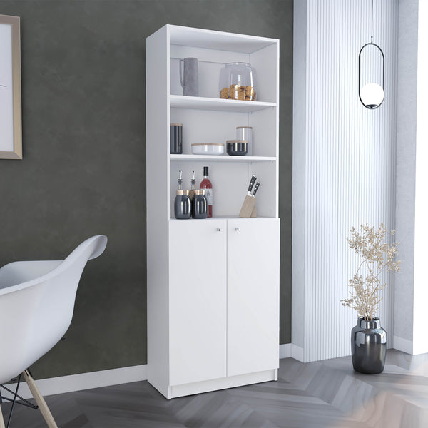 English Elm Home 2-Door Bookcase Modern White Storage Cabinet with Dual Doors, 3 Open Shelves & Adjustable Interior Spaces B200137830