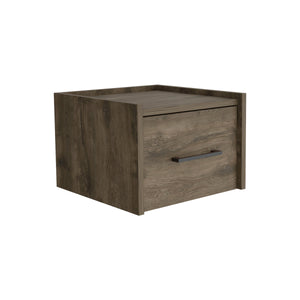 English Elm Boa Floating Nightstand Wall-Mounted Nightstand with Single Drawer 13.8" Top Space Dark Brown Compact B200137815