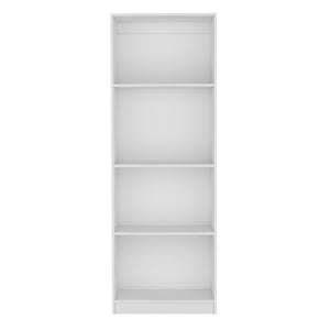 English Elm Home Modern Bookcase 4-Shelf Display Unit for Living Room or Office — Stylish Organized Storage Solution White 39.4 L x 2.8 W x 3.5 H B200137827