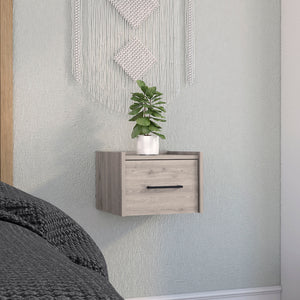 English Elm Boa Floating Nightstand Wall-Mounted Single Drawer End Table with Handle, Space-Saving Modern Design Gray 17 L x 16 W x 5 H B070137814