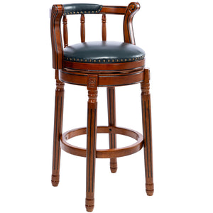 English Elm Bar Leather Wooden Bar Stools 29.5" Seat Height Dark Blue Eco Hardwood Frame Durable Stylish Appeal W2195135471