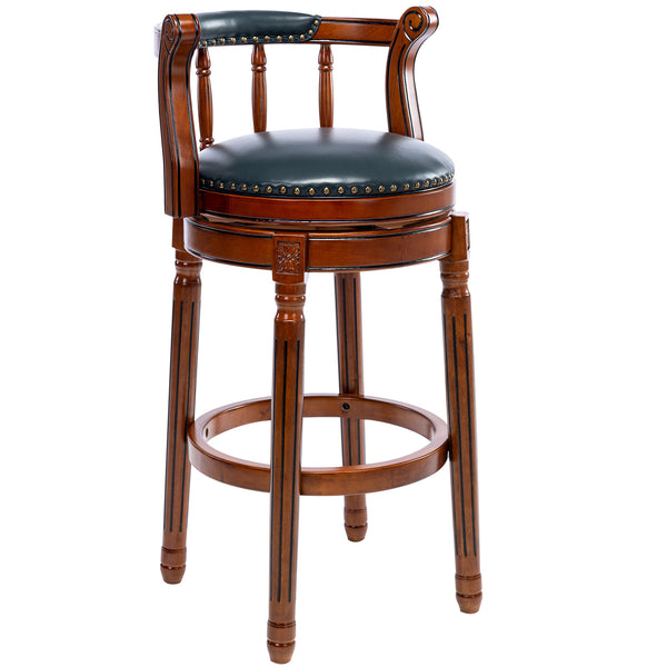 English Elm Bar Leather Wooden Bar Stools 29.5" Seat Height Dark Blue Eco Hardwood Frame Durable Stylish Appeal W2195135471