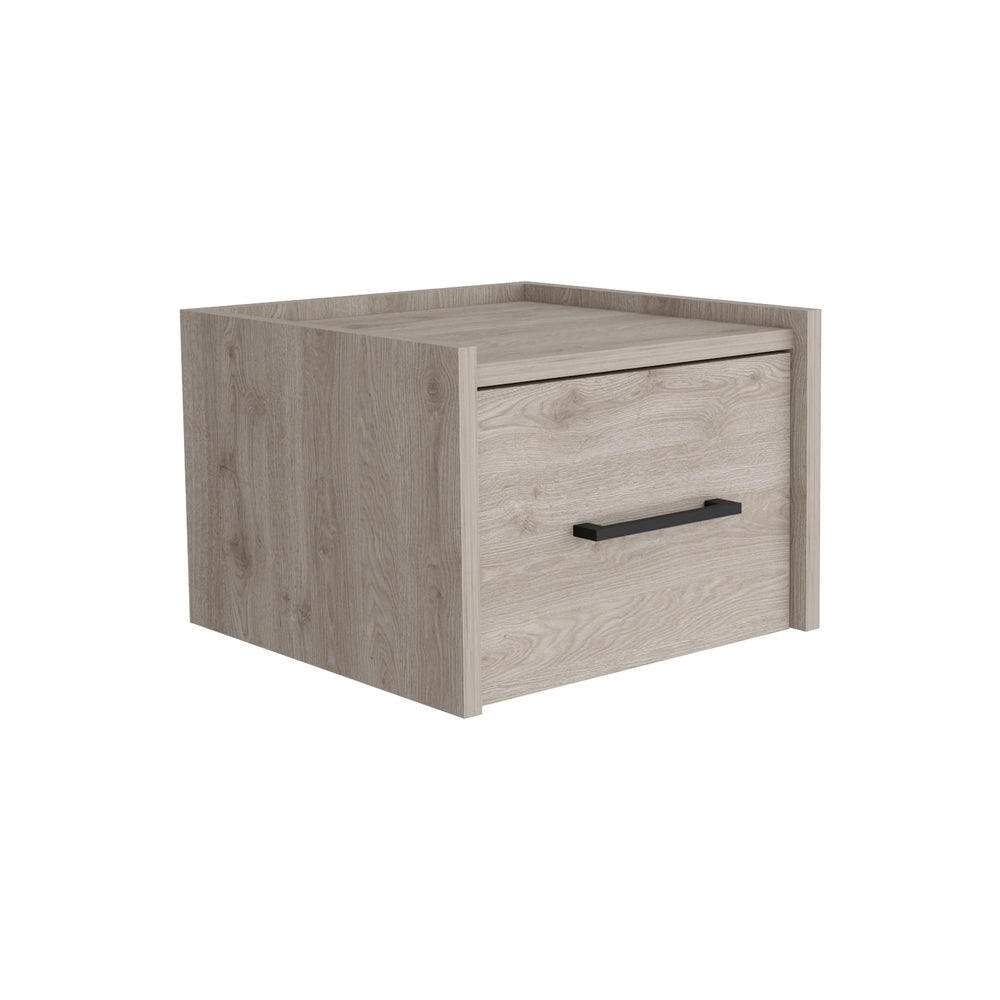 English Elm Boa Floating Nightstand Wall-Mounted Single Drawer End Table with Handle, Space-Saving Modern Design Gray 17 L x 16 W x 5 H B070137814