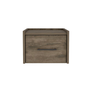 English Elm Boa Floating Nightstand Wall-Mounted Nightstand with Single Drawer 13.8" Top Space Dark Brown Compact B200137815