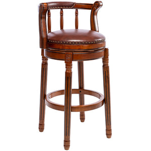 English Elm Seat Wooden Swivel Barstool 29.5” Height - 360° Rotating Chair For Kitchen, Bar, Or Dining Nook W2195135472-GIGA