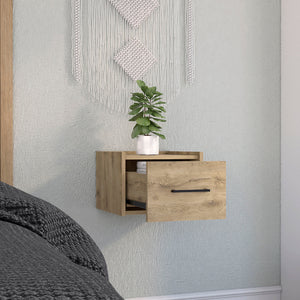 English Elm Boa Floating Nightstand Wall-Mounted Single Drawer Nightstand with Handle Space-Saving Modern Design Beige 17 L x 16 W x 5 H B200137813