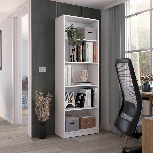 English Elm Home 4 Shelves Bookcase with Tiered Storage & Lower Shelf for Books Decor Organizing, Sleek Manufactured Wood Design White 44.9 L x 28.4 W x 3.2 H B070137828