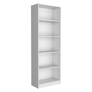 English Elm Home 4 Shelves Bookcase with Tiered Storage & Lower Shelf for Books Decor Organizing, Sleek Manufactured Wood Design White 44.9 L x 28.4 W x 3.2 H B070137828