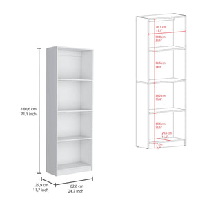 English Elm Home Modern Bookcase 4-Shelf Display Unit for Living Room or Office — Stylish Organized Storage Solution White 39.4 L x 2.8 W x 3.5 H B200137827
