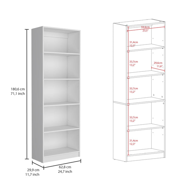 English Elm Home 4 Shelves Bookcase with Tiered Storage & Lower Shelf for Books Decor Organizing, Sleek Manufactured Wood Design White 44.9 L x 28.4 W x 3.2 H B070137828