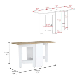 English Elm Gateleg Folding Table Compact Expandable Dining Table White/Macadamia Space-Saving 58" Width B070137833