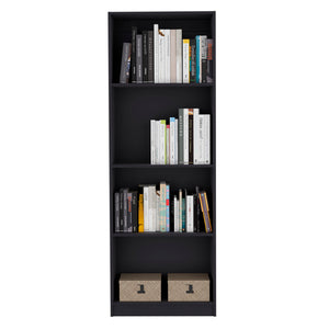 English Elm Home Modern Bookcase 4-Shelf Display Unit for Living Room or Office — Stylish Organized Storage Solution Black 39.4 L x 2.8 W x 3.5 H B200137817