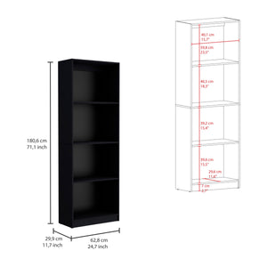English Elm Home 4-Shelf Modern Bookcase with Tall Open Display Shelves, Sleek Particleboard Design for Office and Living Room Decor Black 39.4 L x 2.8 W x 3.5 H B070137817