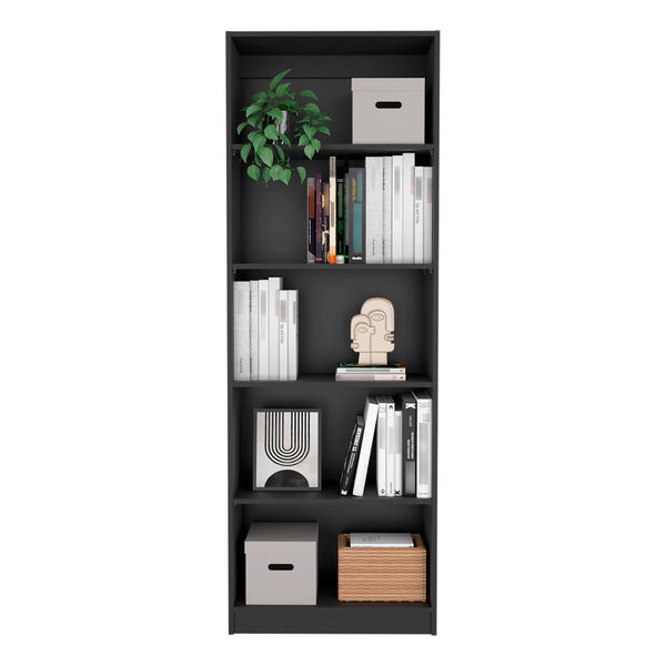 English Elm Home 4 Shelves Bookcase with Tiered Storage & Lower Shelf for Books Decor Organizing, Sleek Manufactured Wood Design Black 44.9 L x 28.4 W x 3.2 H B070137818