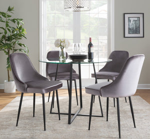English Elm Marcel Modern Dining Chairs Set Of 2 - Elegant Silver Velvet Upholstered With Sturdy Black Frame B116135677