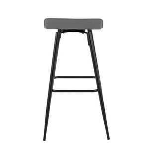 English Elm Ale Modern 30" Fixed-Height Bar Stool Set of 2 with Sleek Black Metal Base and Plush Faux Leather Seat Grey B116135581