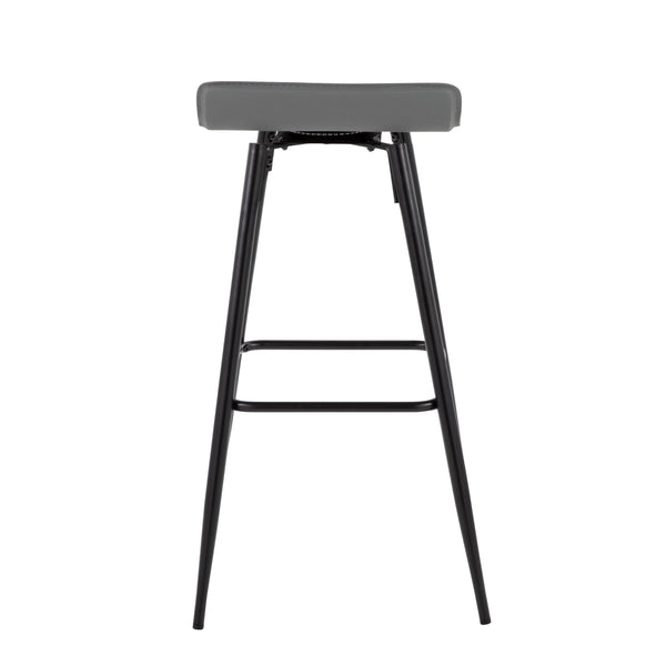 English Elm Ale Modern 30" Fixed-Height Bar Stool Set of 2 with Sleek Black Metal Base and Plush Faux Leather Seat Grey B116135581